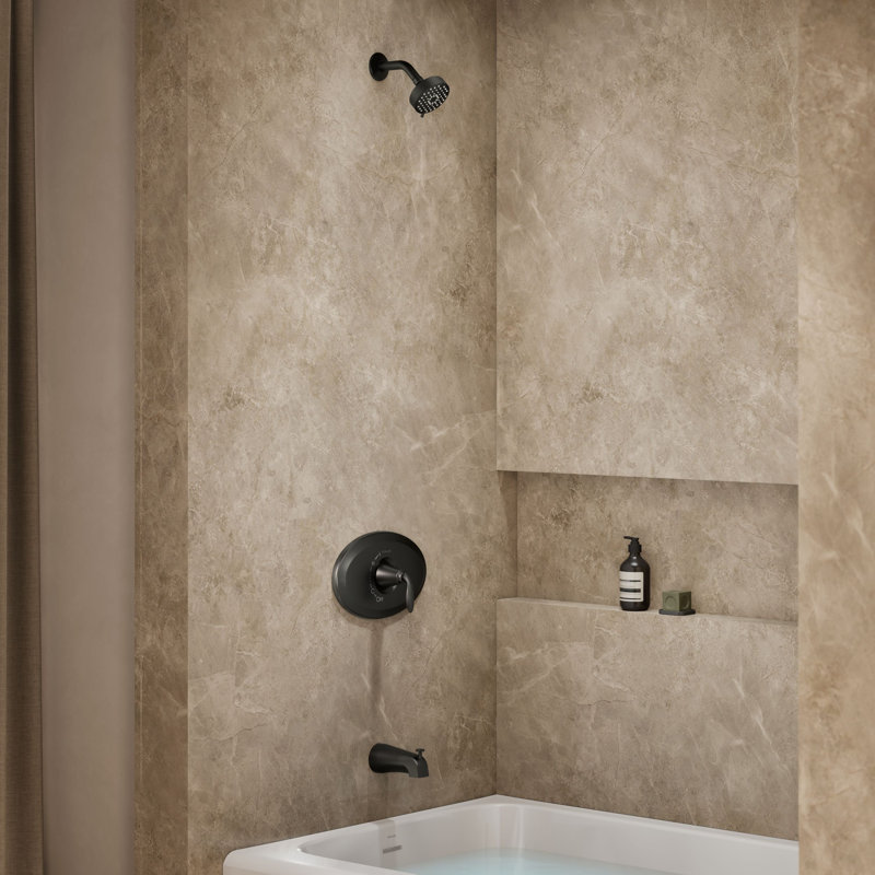 Ensemble de garniture de baignoire et de douche Remodel Rite-Temp avec 2,5 gallons par minute, Noir mat