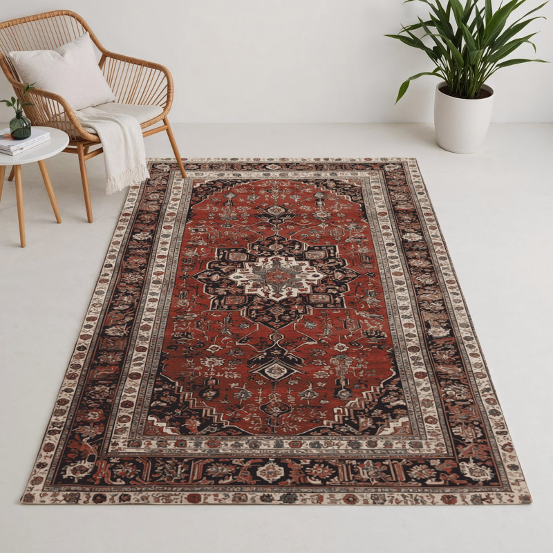 Tapis d'intérieur et d'extérieur brun Persian, Rectangle 5 pi x 7 pi