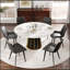 Table de salle à manger moderne en pierre artificielle ronde avec base en fer, 6 places, durable et élégante pour toute maison-2029280981-2029280976