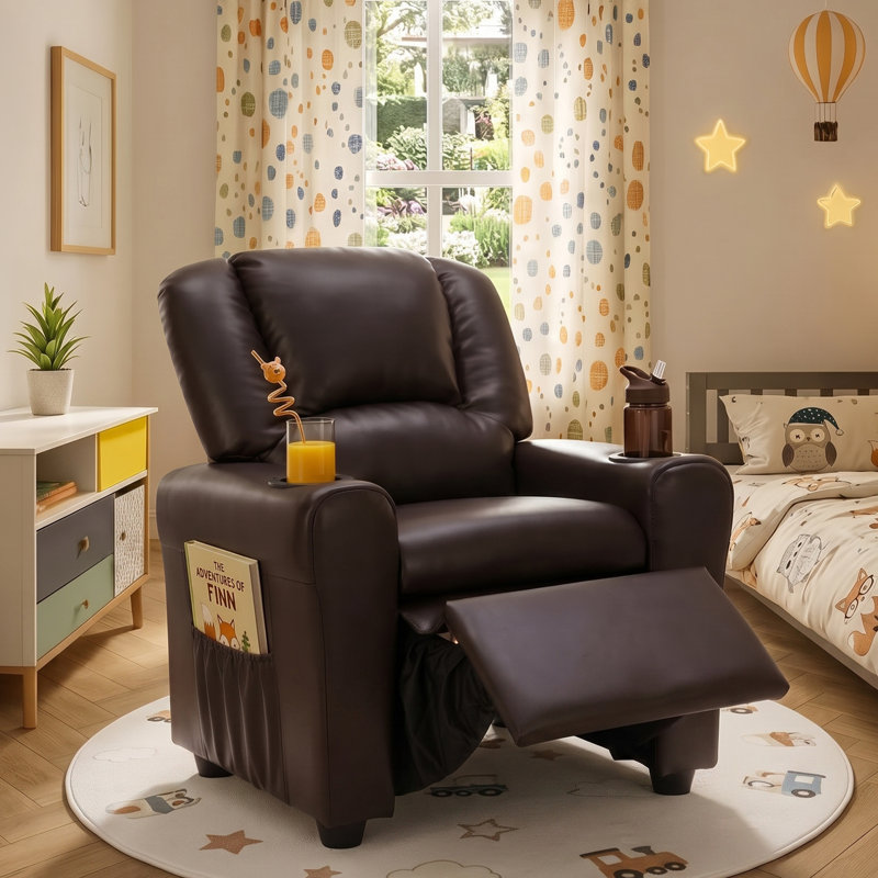 Esca Kids Recliner with 2 Cup Holder, Chocolate