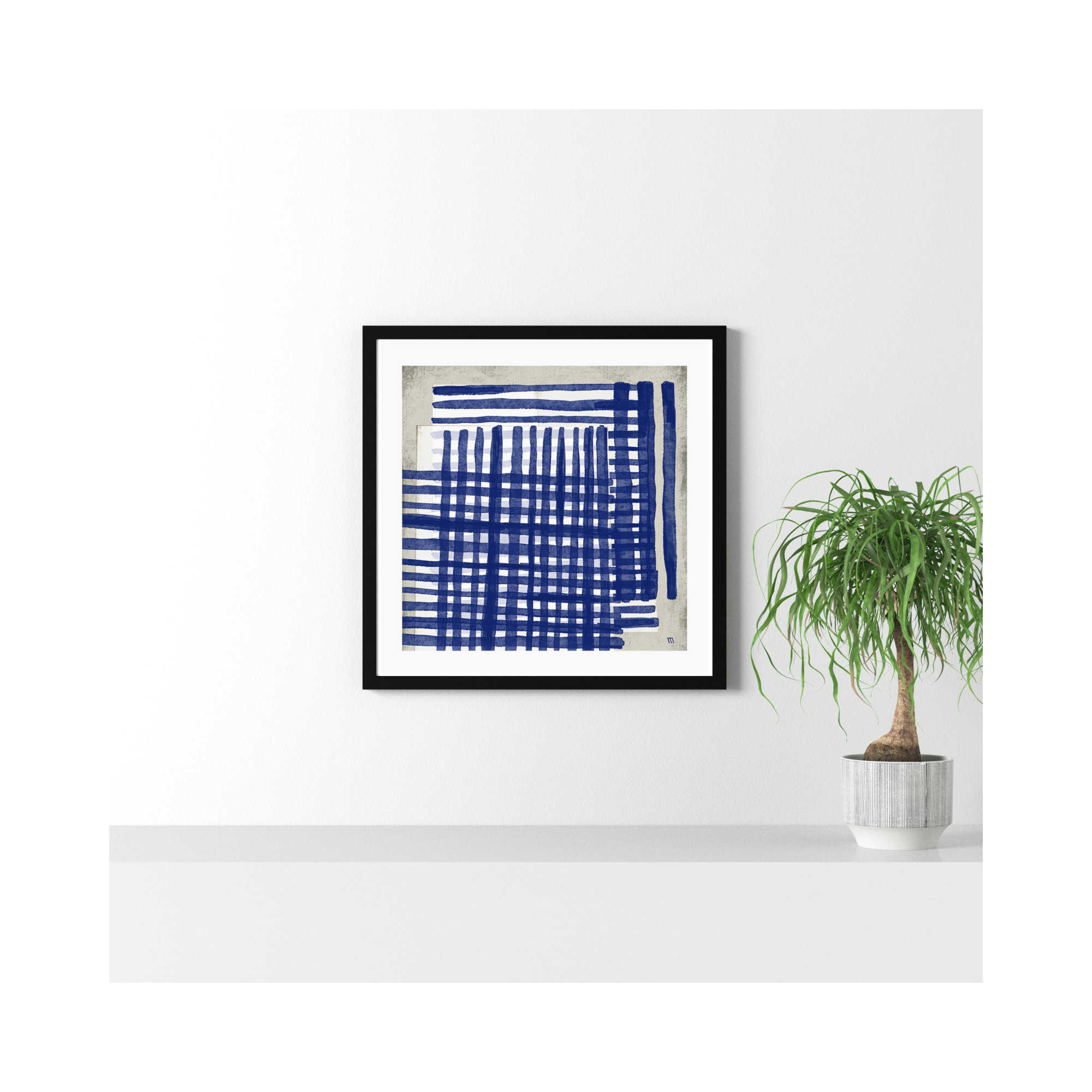 Weaving by Marco Marella For Studio M, 30" H x 30" W x 1.25" D, Black Framed