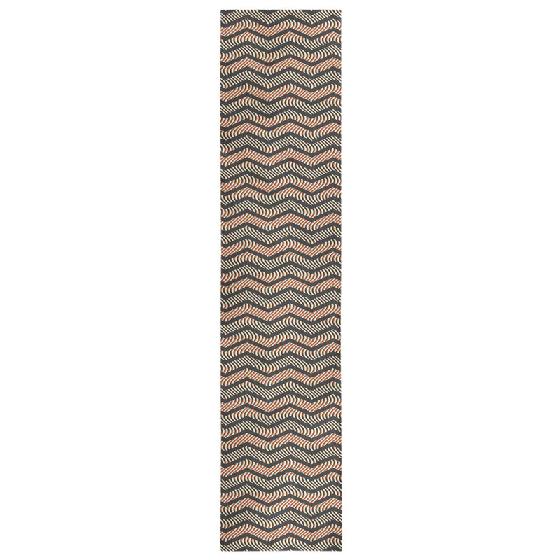 Stephenie Wavy Chevrons Table Runner, 16" x 72", Black/Orange