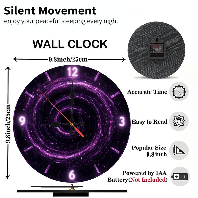 Horloge galaxie mauve