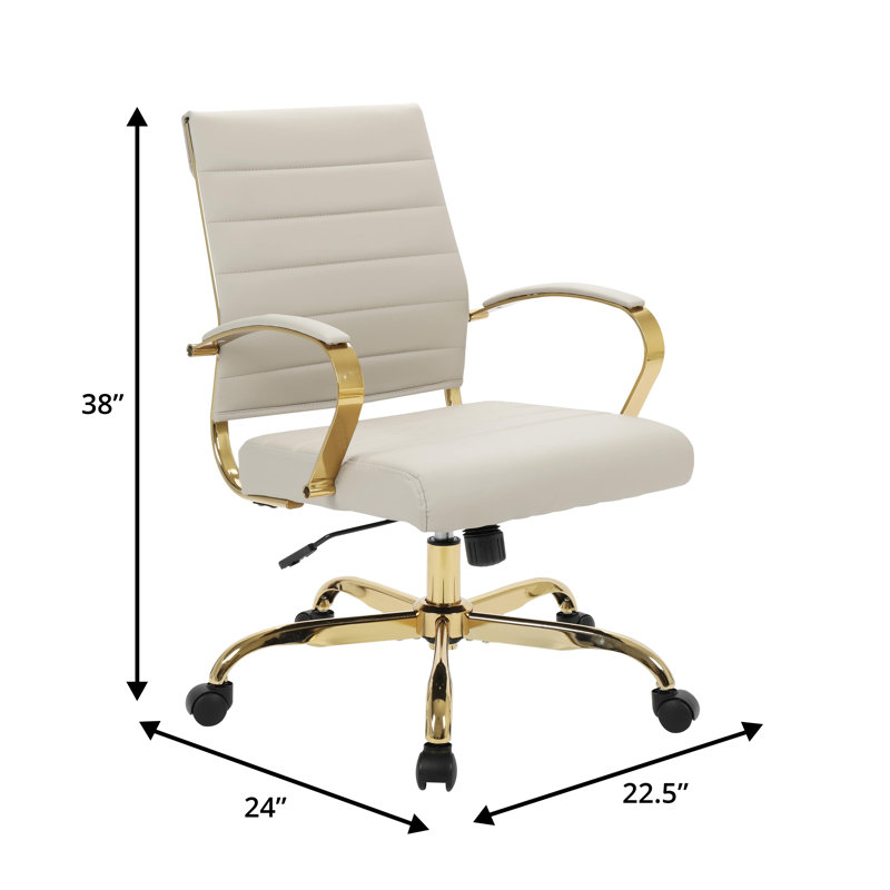 Fauteuil de bureau pivotant en cuir Naudain, Brun clair
