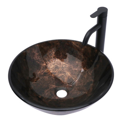 Lavabo de salle de bain rond en verre 16-1 / 2 po.
