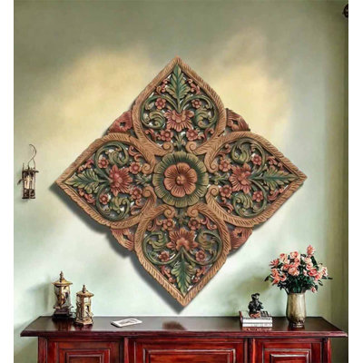 Retro square hollow carved pattern wall decoration