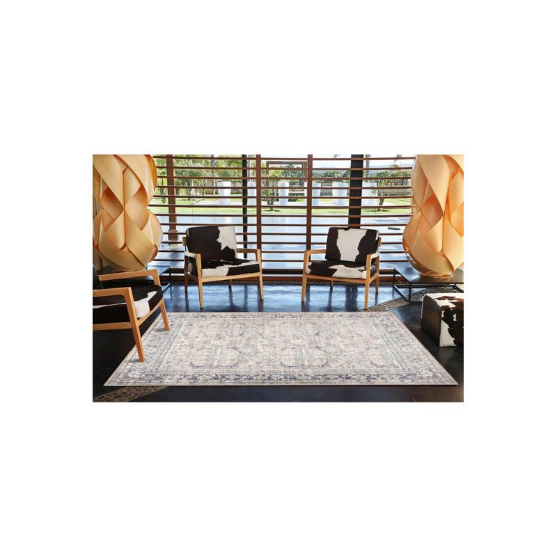 Gray Framed Patterned Decorative And Woven Based Washable Carpet, Runner 2'6" x 9'11"