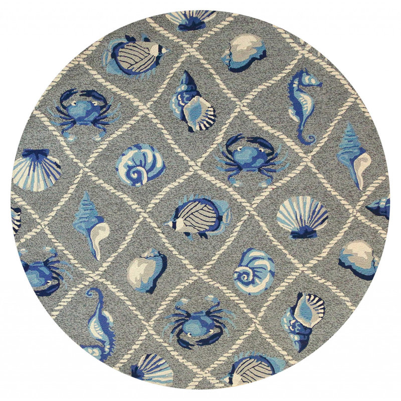 Tapis d'extérieur intérieur fait à la main 2 pi x 3 pi Stradley, Rond 7 pi 6 po