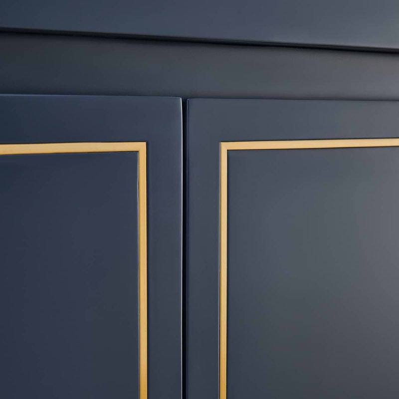 Province 36" Freestanding Standard Single Bathroom Vanity with Top, Navy, Gold