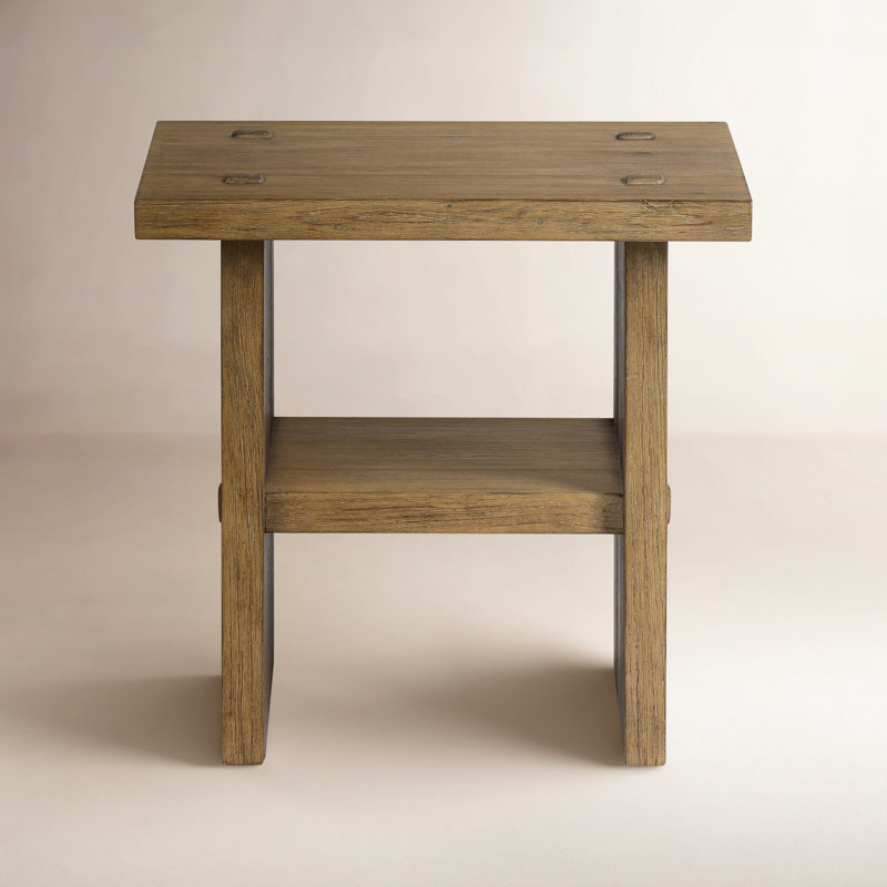 Zeno End Table, Distressed Blonde Oak