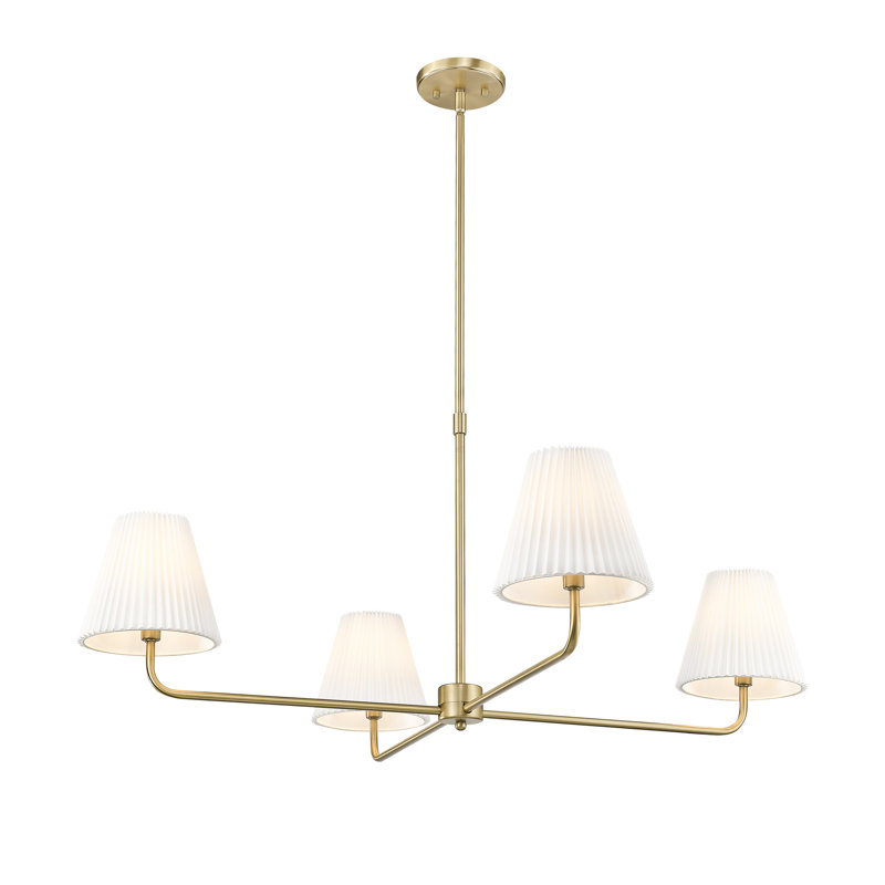 Lustre à 4 lumières de 40 po de large Ami - noir mat, Laiton rétro, 4