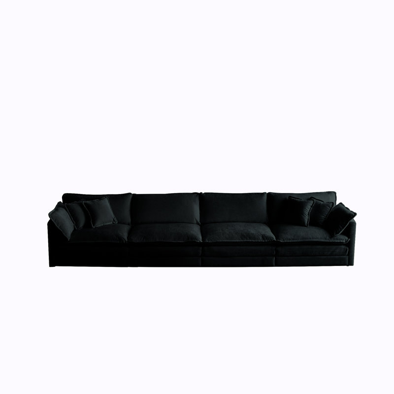 Canapé modulaire en chenille noir et confortable 4 places noir, respirant et stable