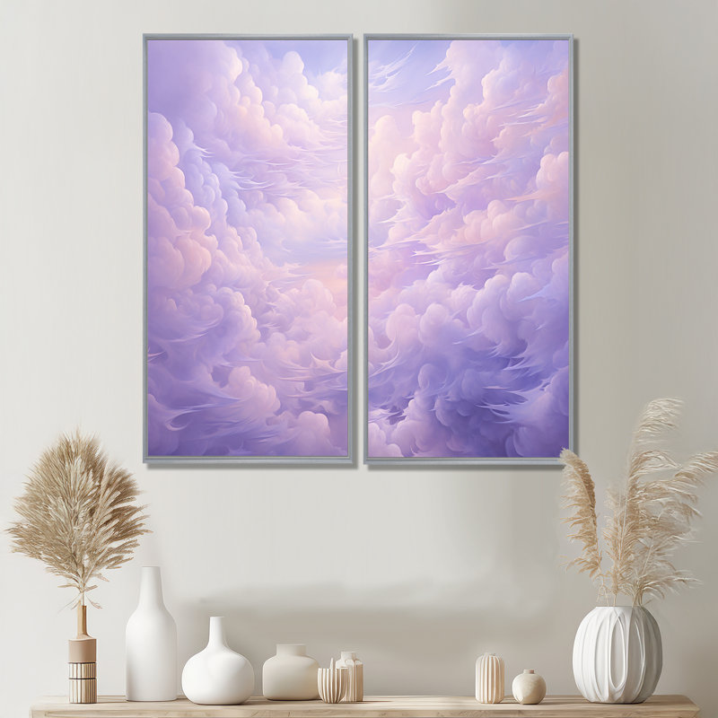 Art mural sur toile mauve pastel mauve traditionnel, 40" H x 40" W, Floater Framed Print, Silver