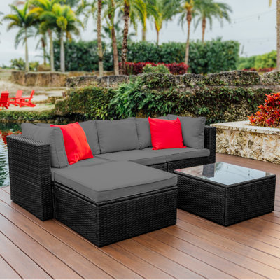 Slunce 4 - Person Outdoor Seating Group with Cushions (Set Of 5)
