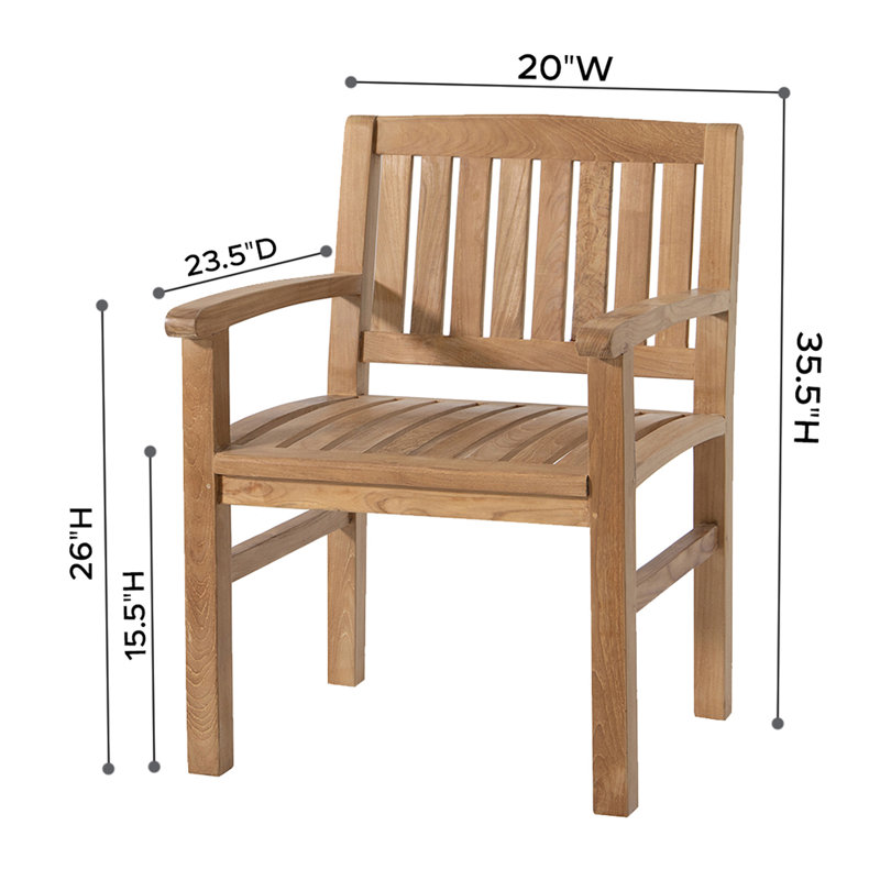 Huntington Fabric Mission Back Arm Chair Dining Chair, Granite, Teak
