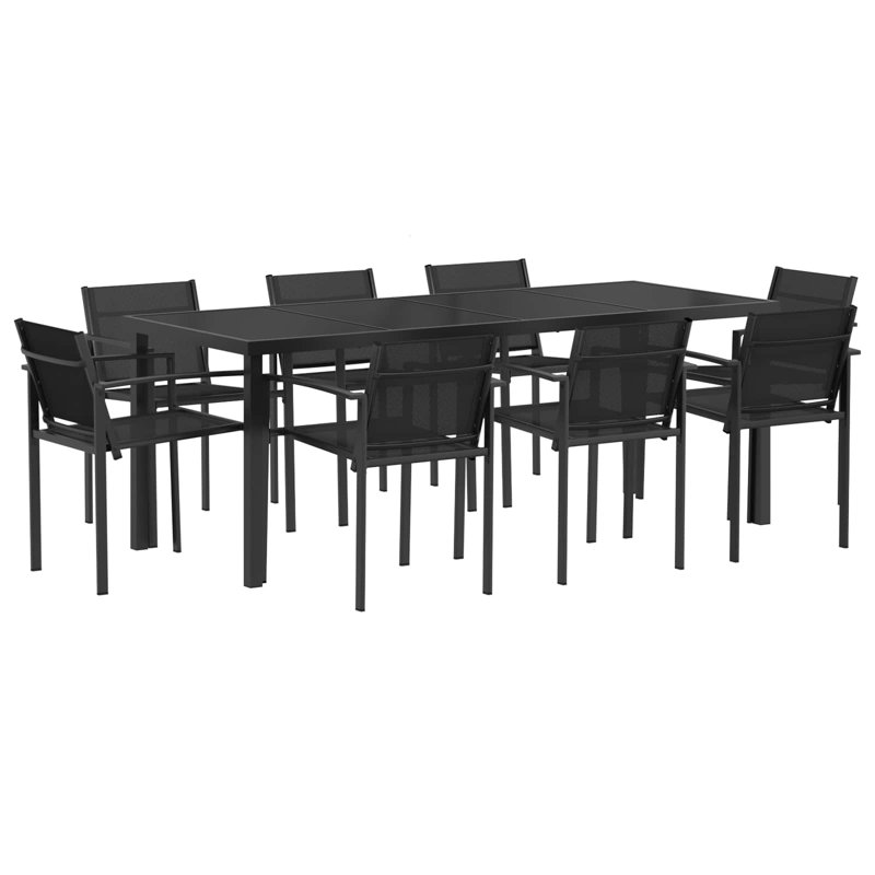 Patio Dining Set Table,, 73 cm H x 200 cm W x 80 cm D, 8