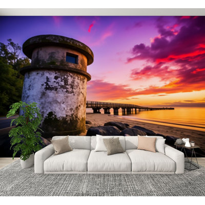 Peel and Stick Wallpaper puerto rico el morro puerto rico Coastal Wall Murals 100"H x 144"W Removable PVC Wall Paper Self-Adhesive Wall Decor for Bedroom Living Room Home Office