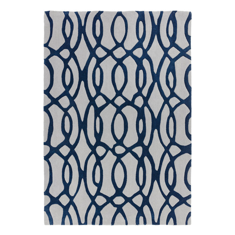Louise Geometric Wool Hand Woven Area Rug, Rectangle 120 x 170cm