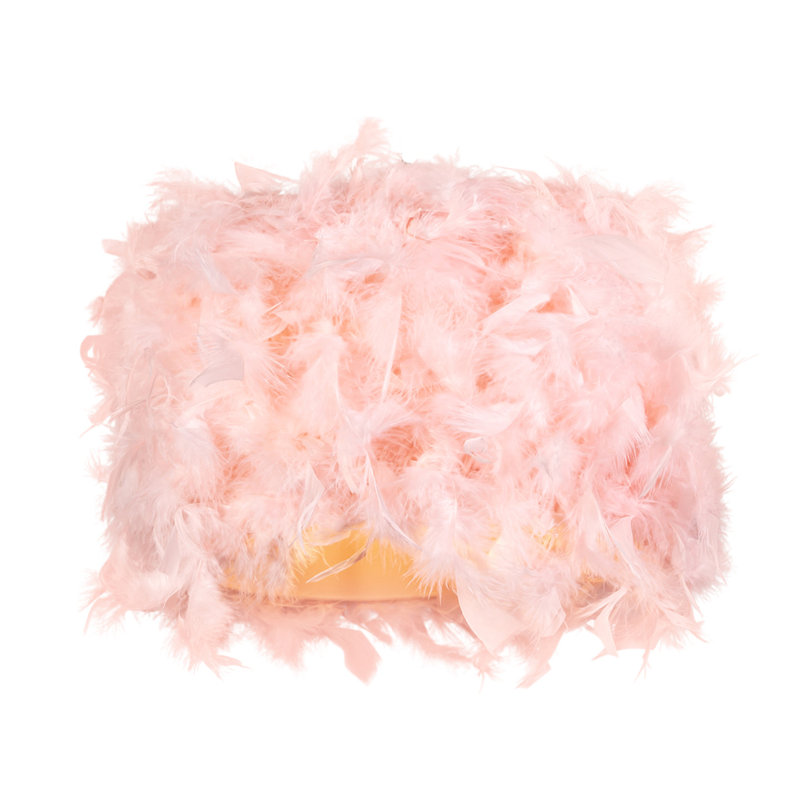 Modern Designer Real Feather Drum Lamp Shade with Inner Cotton Lining, Pink