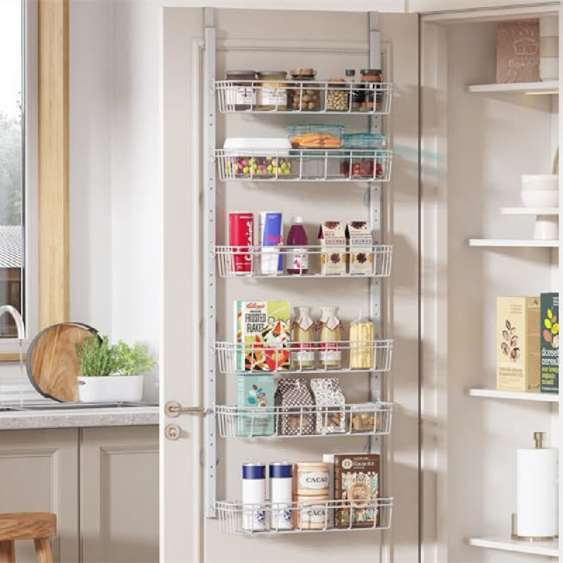 6 Tier Over Door Storage Organiser Shelf,Rust Resistant,White