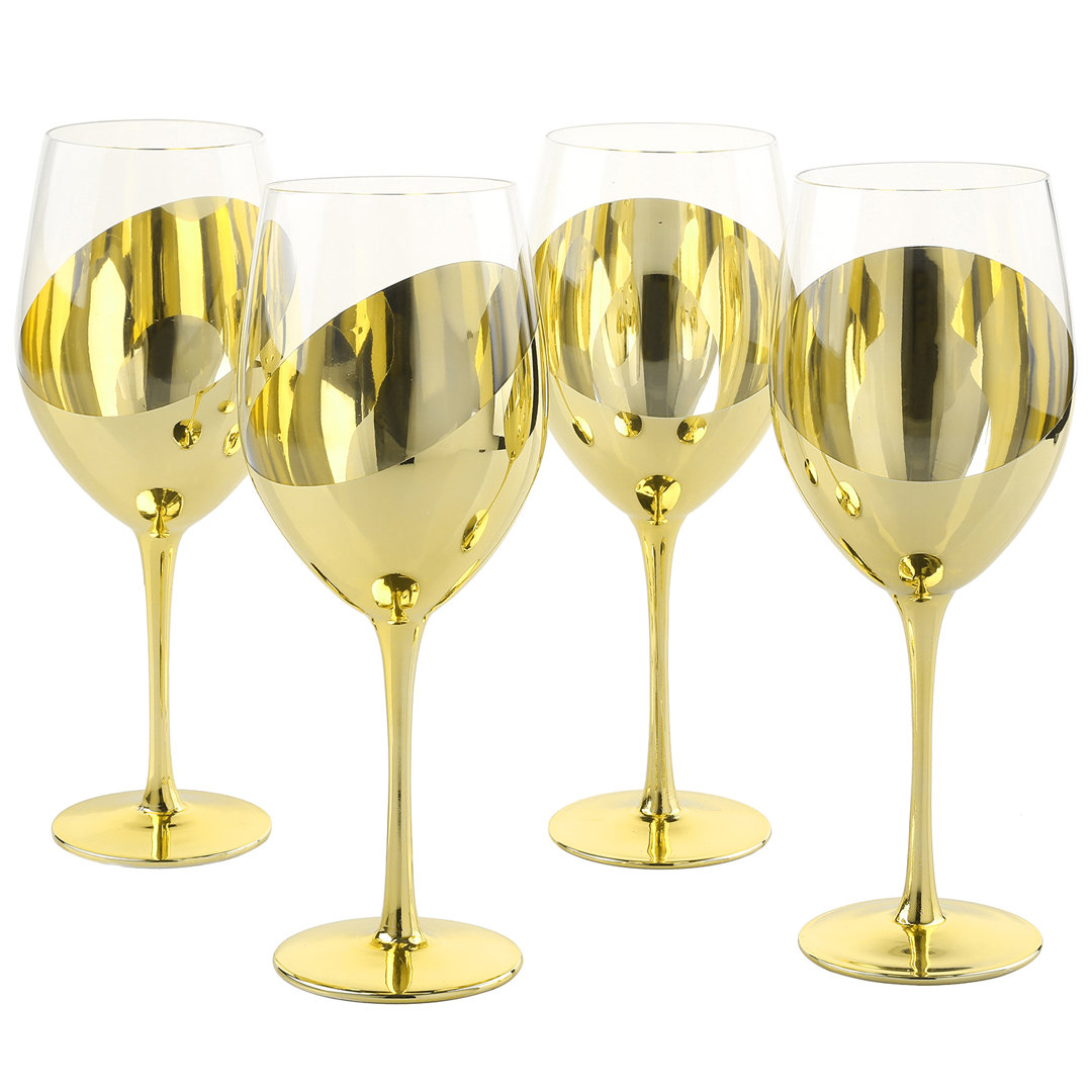 Quayla 14oz. Wine Glass Set (Set of 4) Everly Quinn 