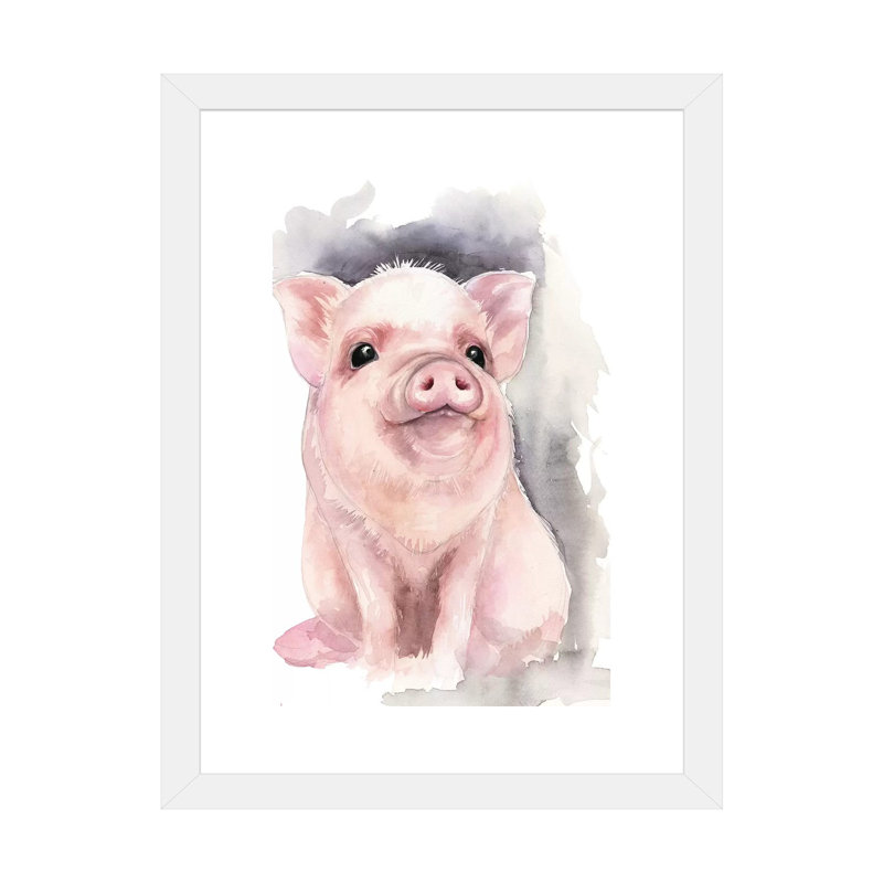Décoration murale cochon pour enfants, H 32 po x l 24 po x P 1 po, Papier encadré blanc
