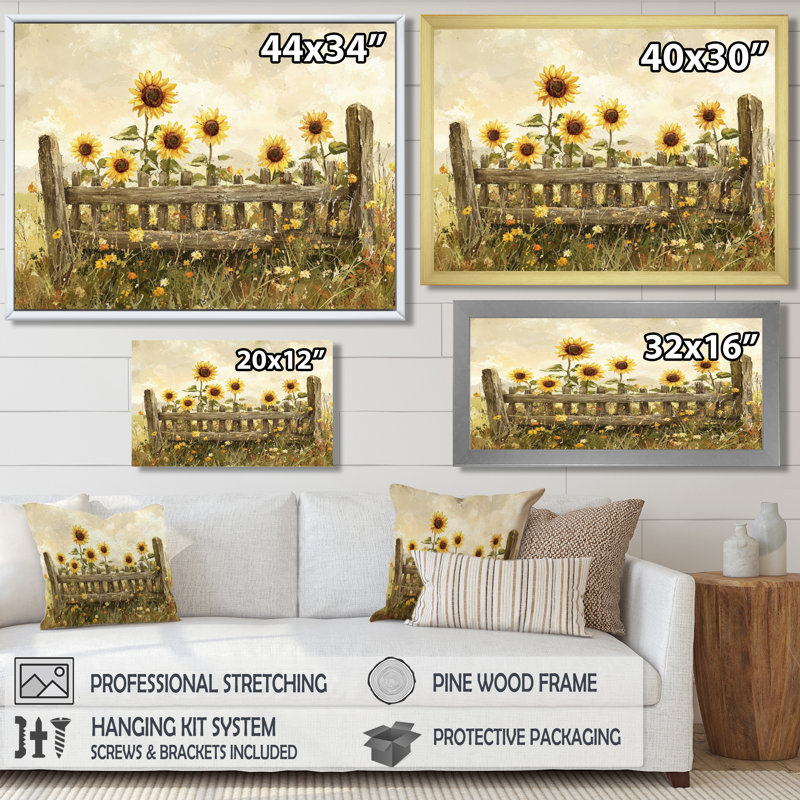 Dontre - Art mural floral, Reproduction encadrée d'une seule photo, H 34 po x l 44 po, Doré