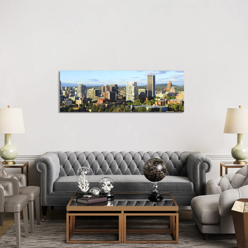 Skyscrapers In A City, Portland, Oregon, USA 2010 #2 by Panoramic Images - Wrapped Canvas Panoramic Print