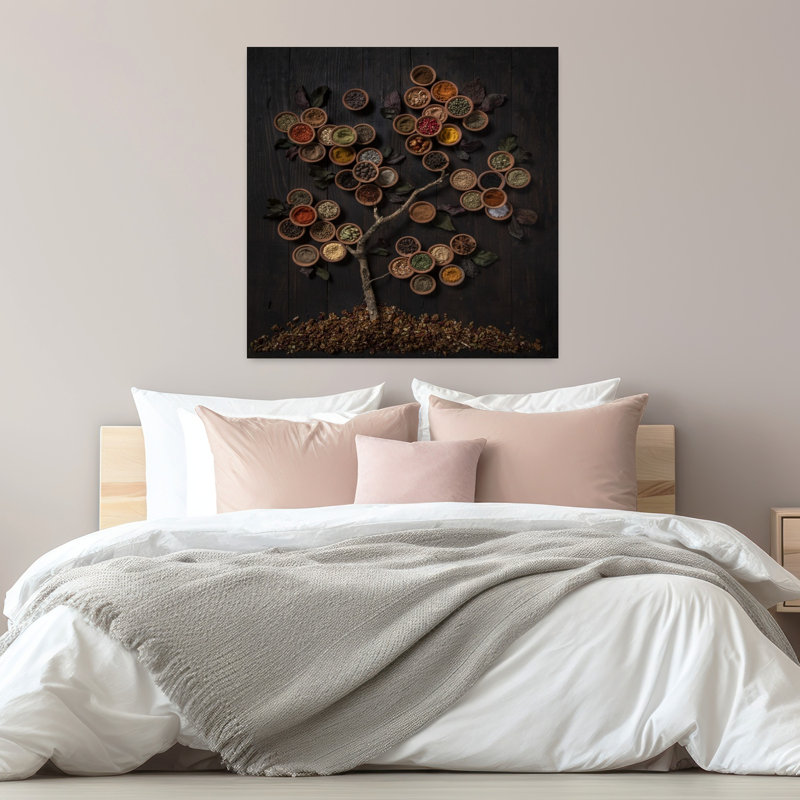 Art contemporain abstrait arbre d'automne contemporain, H 32 po x l 32 po
