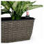 Paquet de 2 pots de fleurs en osier à arrosage automatique - Jardinières rectangulaires en rotin tissé à la main gris foncé avec indicateur de niveau d'eau, jardinières intérieures et extérieures résistantes aux intempéries pour la décoration de jardin-1203168703