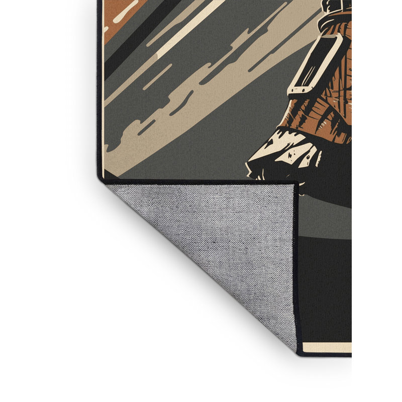 Tapis noir en bois rustique et délavé à la machine lavable à la machine Coalmont, 7x9