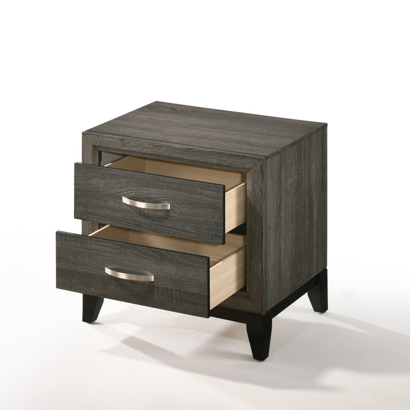 2-Drawer Nightstand, Weathered Gray