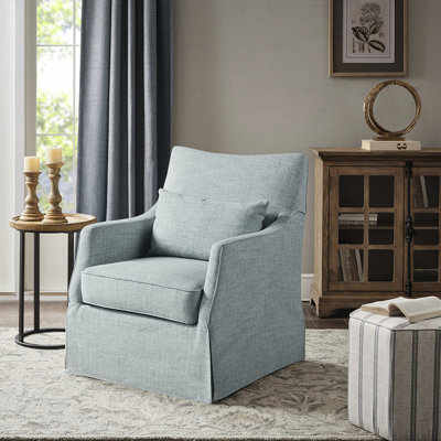 Siège pivotant à jupe bleu traditionnel, l 28 po x P 31,5 po, H 34,93 po, rembourré de mousse, pour fauteuil de détente, mousse haute, paix