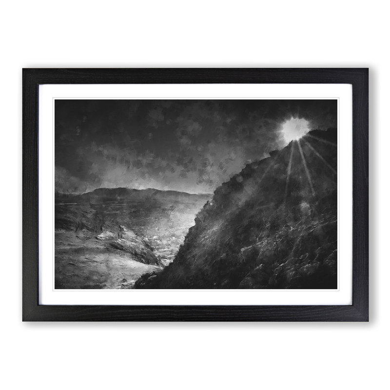 Arthurs Seat in Edinburgh Scotland - Picture Frame Painting Print on MDF, 62cm H x 87cm W x 2cm D, Black Framed