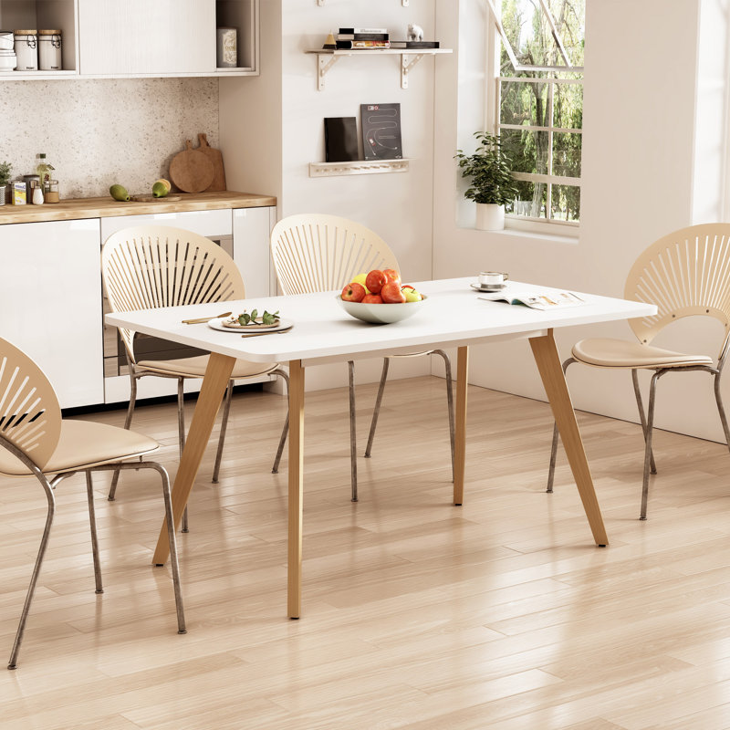 Ingowart Beech Solid Wood Base Dining Table, 27.6" W x 47.2" L