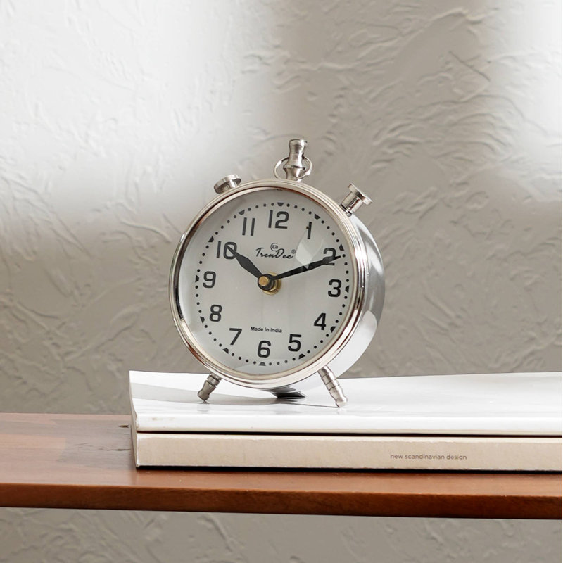 Horloge de bureau décorative de couleur or - Horloge de table en aluminium