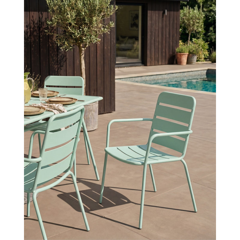 Caycee Outdoor Patio Dining Armchair, Green
