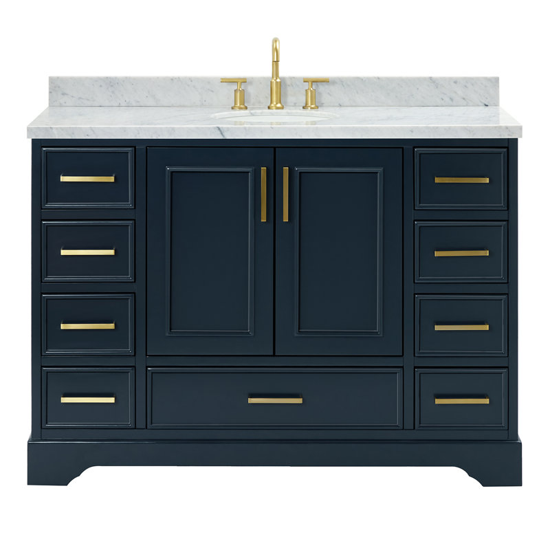 Meuble-lavabo simple avec plateau Abshire 49, Bleu minuit