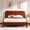 Lit plateforme rembourré avec coins arrondis doux, rouge rouille, grand Reigo