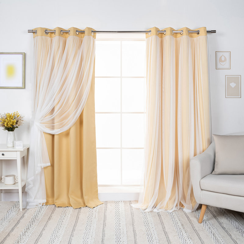 Paire de rideaux obscurcissant avec œillets Fortuna Brockham, Soleil, L 52 po x L 96 po