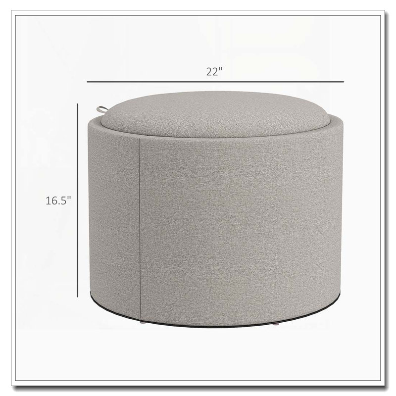 Repose-pieds rond avec rangement et plateau rabattable