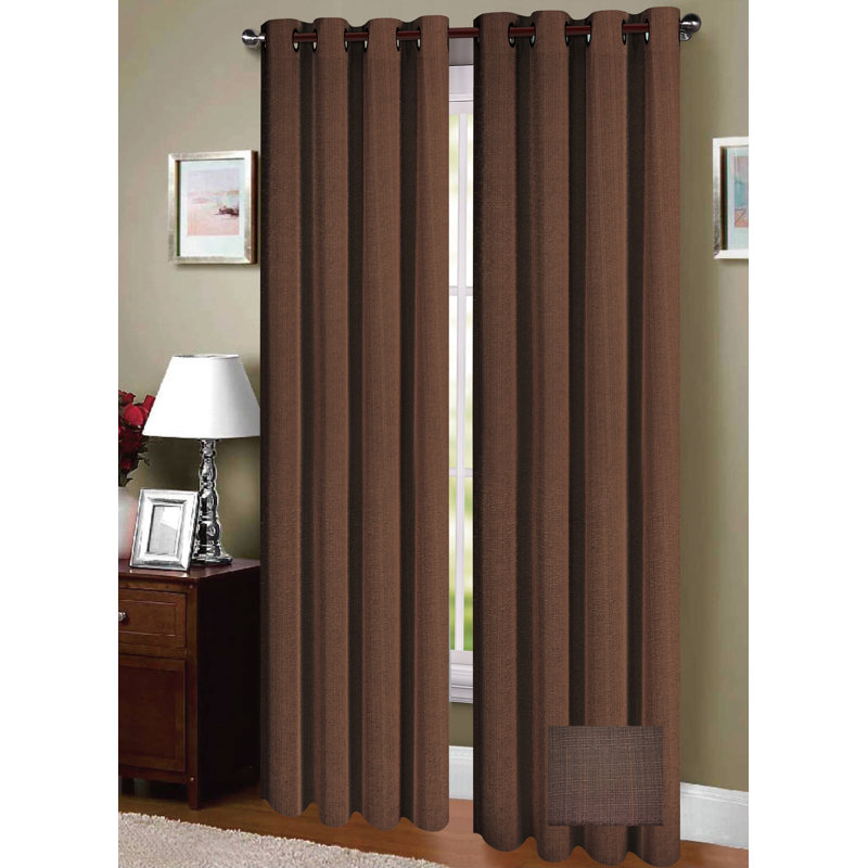 Agner Room Darkening Curtain Single Panel, Brown