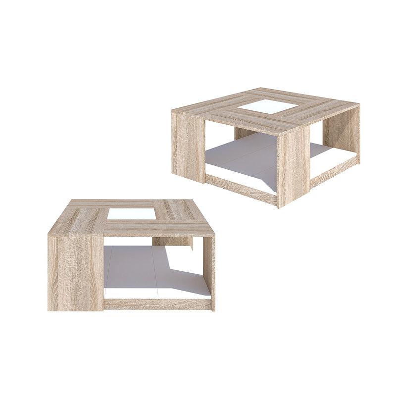 Table basse avec rangement Haldeman, Noyer / Blanc