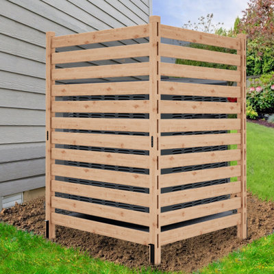 Outdoor Privacy Screen, Air Conditioner Trash, Wood Fence Panels with Flower Box, Planter