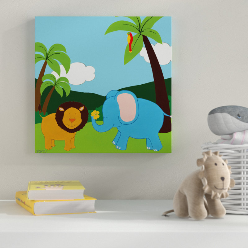 « jungle jamboree iv », art sur toile, H 18 po x l 18 po x P 2 po