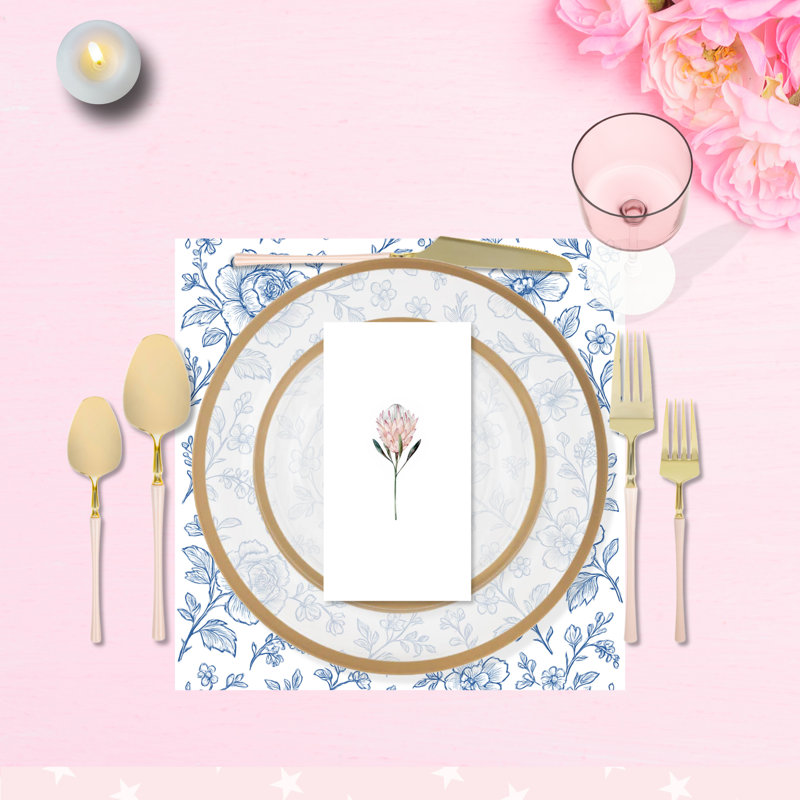 Pink And Gold Disposable Plastic Party Bundle - Contrast (15 Settings)