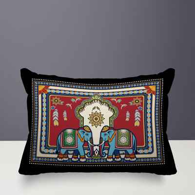 Rikita Elephant Reversible Indoor/Outdoor Rectangle Pillow