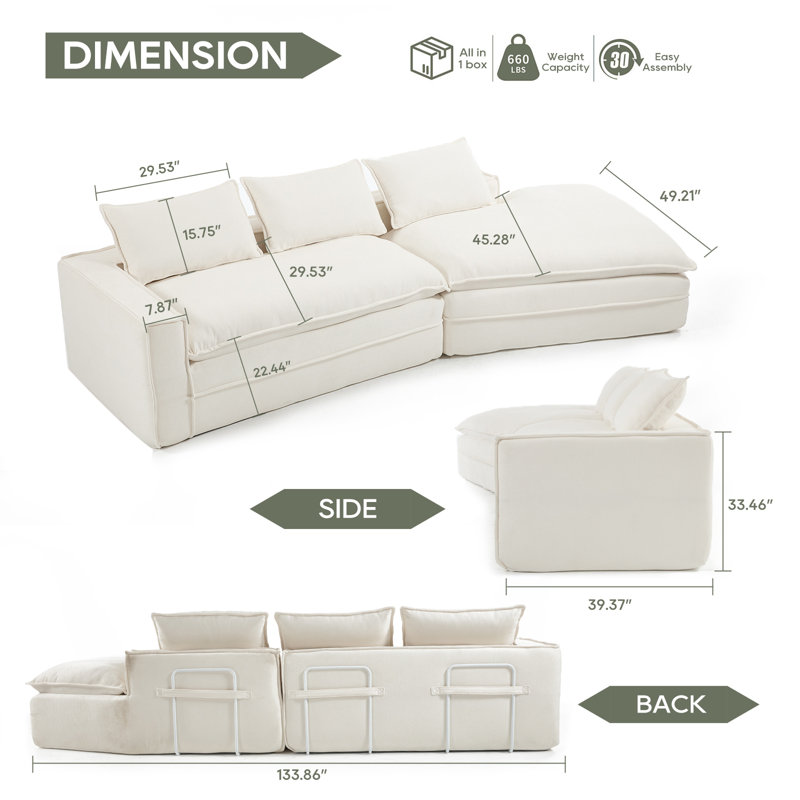 Canapé modulaire Modern, Tissu blanc