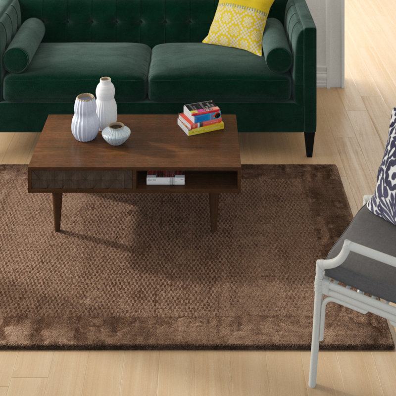 Tapis brun tissé à plat à la main Jiron, Rectangle 9 pi x 12 pi