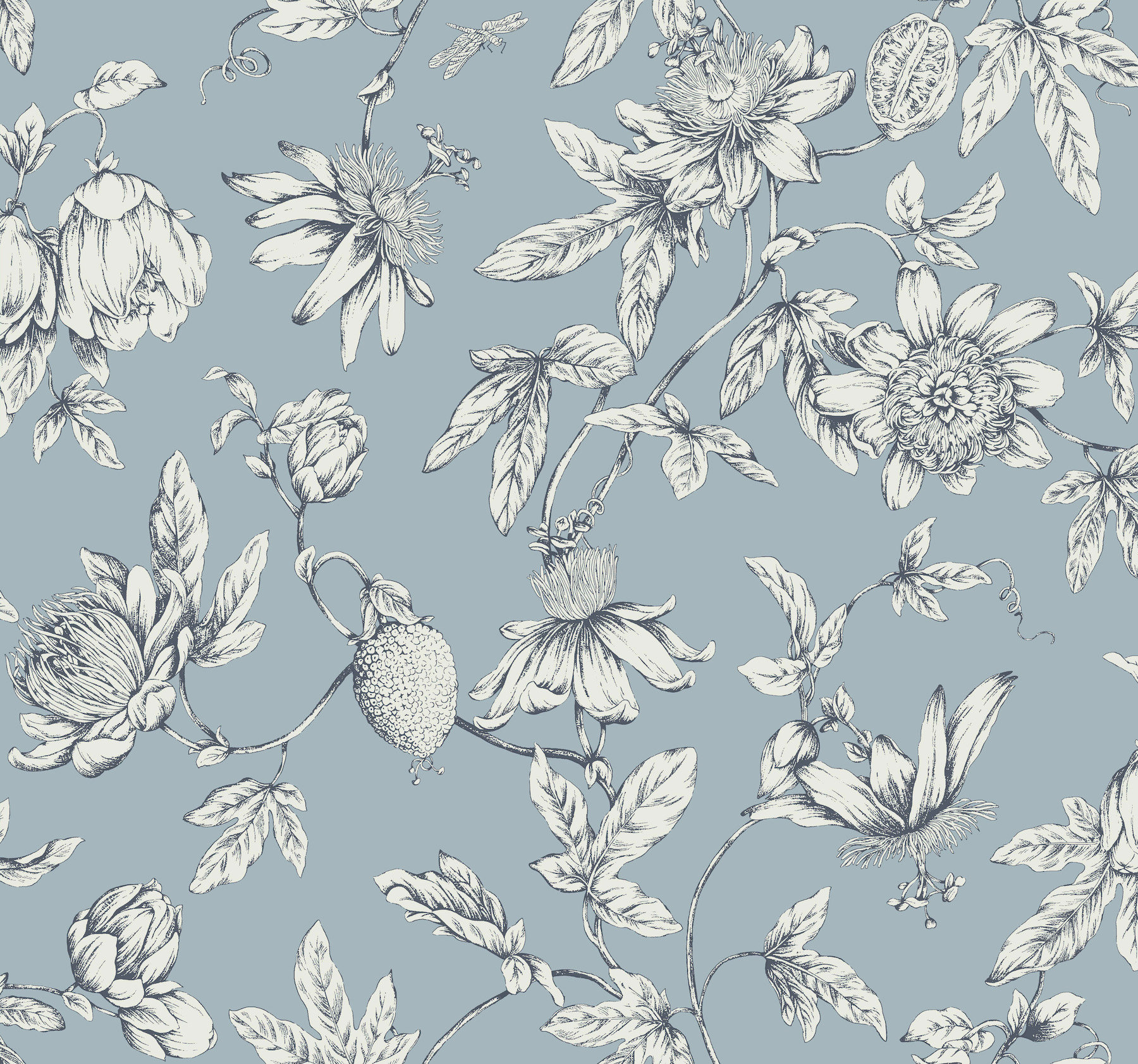 Passion Flower Toile Floral Roll